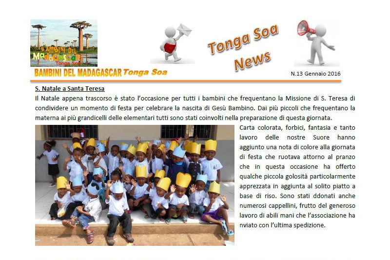 Bambini del Madagascar Tonga Soa - Comunicazioni